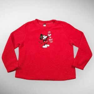 Disney MICKEY MOUSE Pajama Top RED Cozy Sherpa OH WHAT FUN! Women's Large 12-14